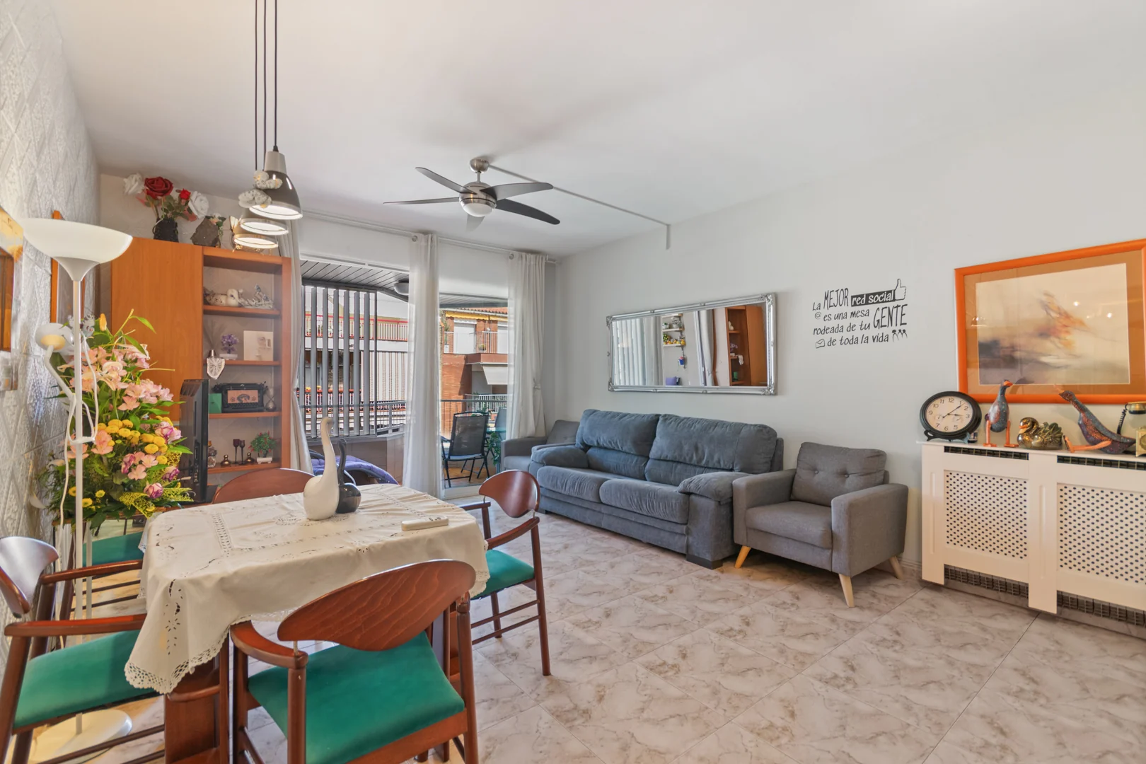 Living and dining room opening onto the balcony